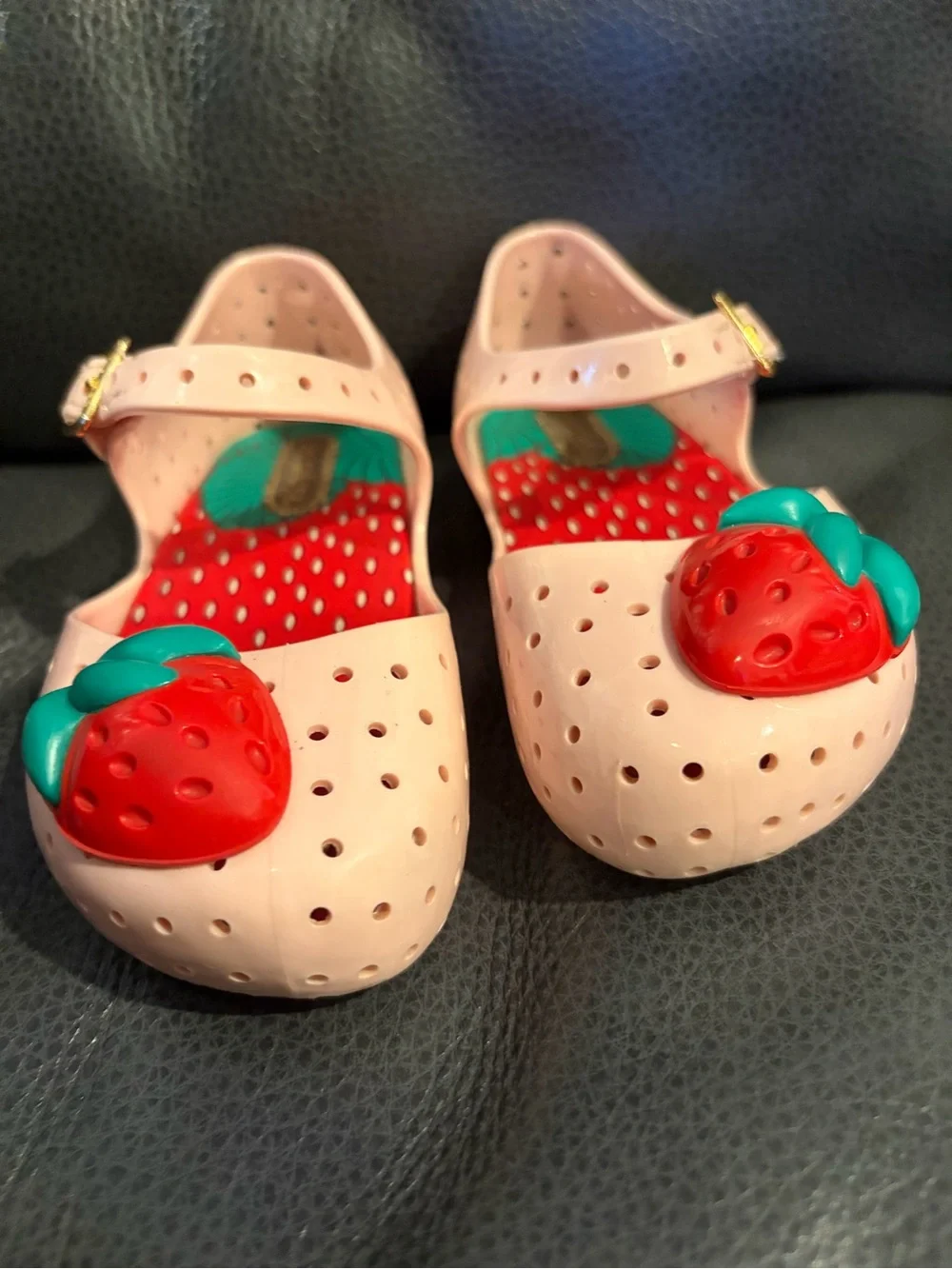 Mini Melissa Pink Strawberry Jelly Mary Jane Shoes